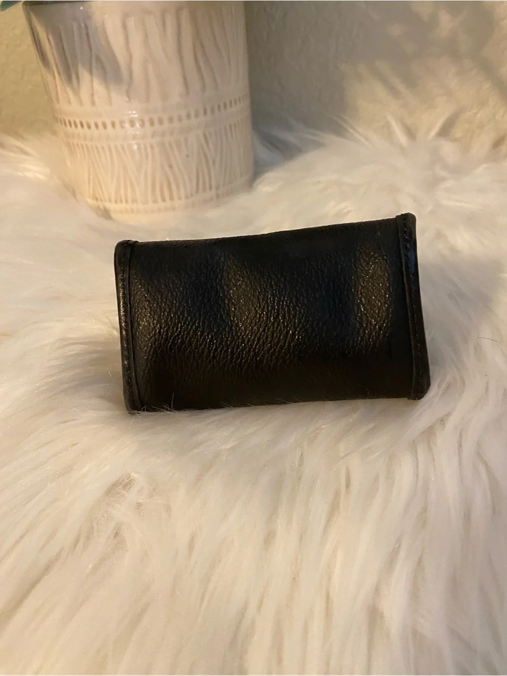 Dior Black Leather Coin Purse with Gold-Tone Logo Vintage beauty!